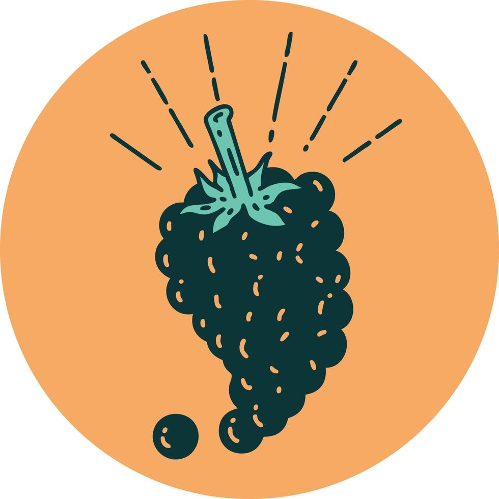icon of a tattoo style bunch of grapes vector