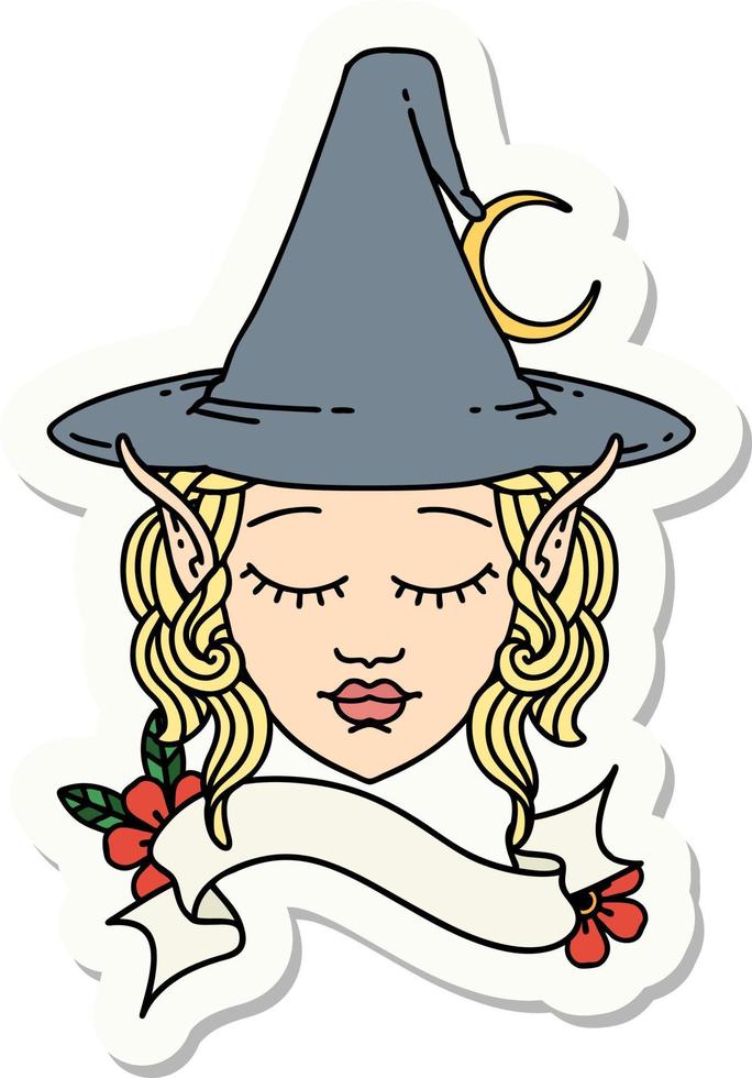 sticker of a elf mage character face vector