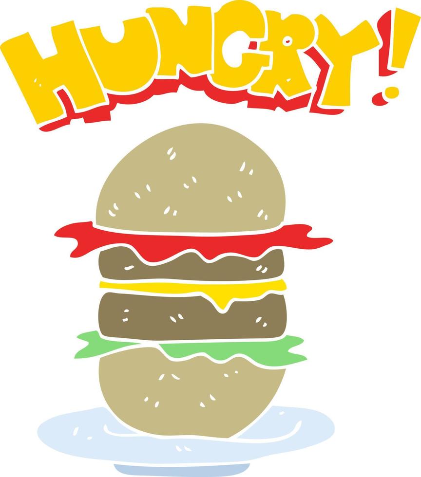 flat color illustration of burger vector