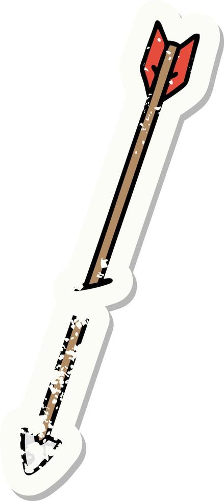distressed sticker tattoo in traditional style of an arrow vector
