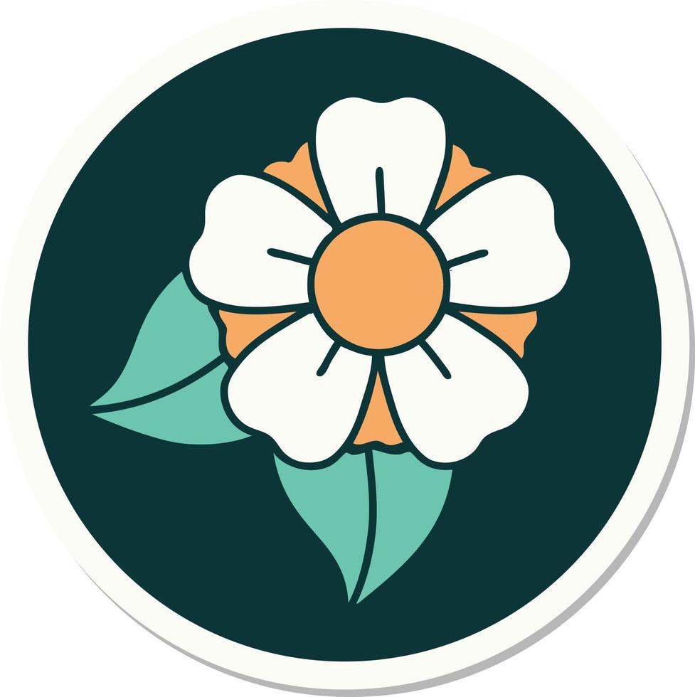 sticker of tattoo in traditional style of a flower vector