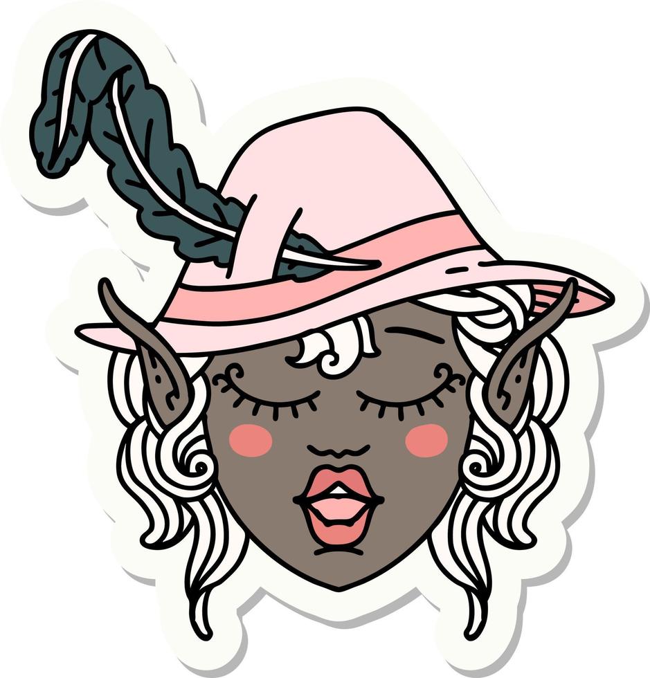 sticker of a elf bard character face vector