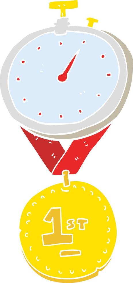 flat color illustration of stopwatch and medal vector