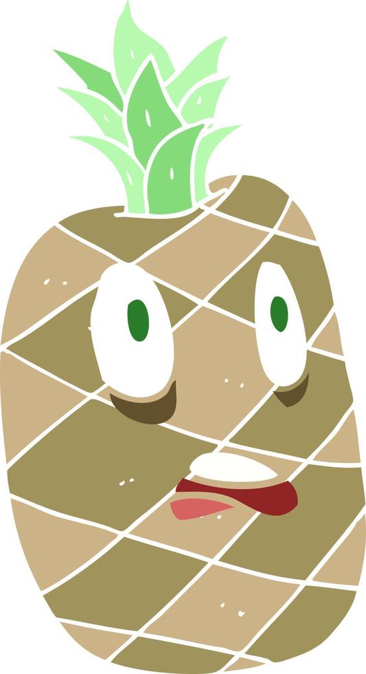flat color illustration of pineapple vector