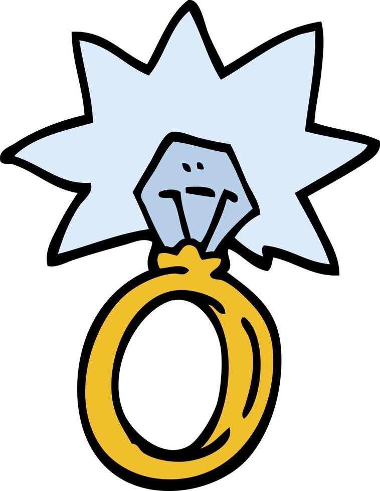 hand drawn doodle style cartoon engagement ring vector