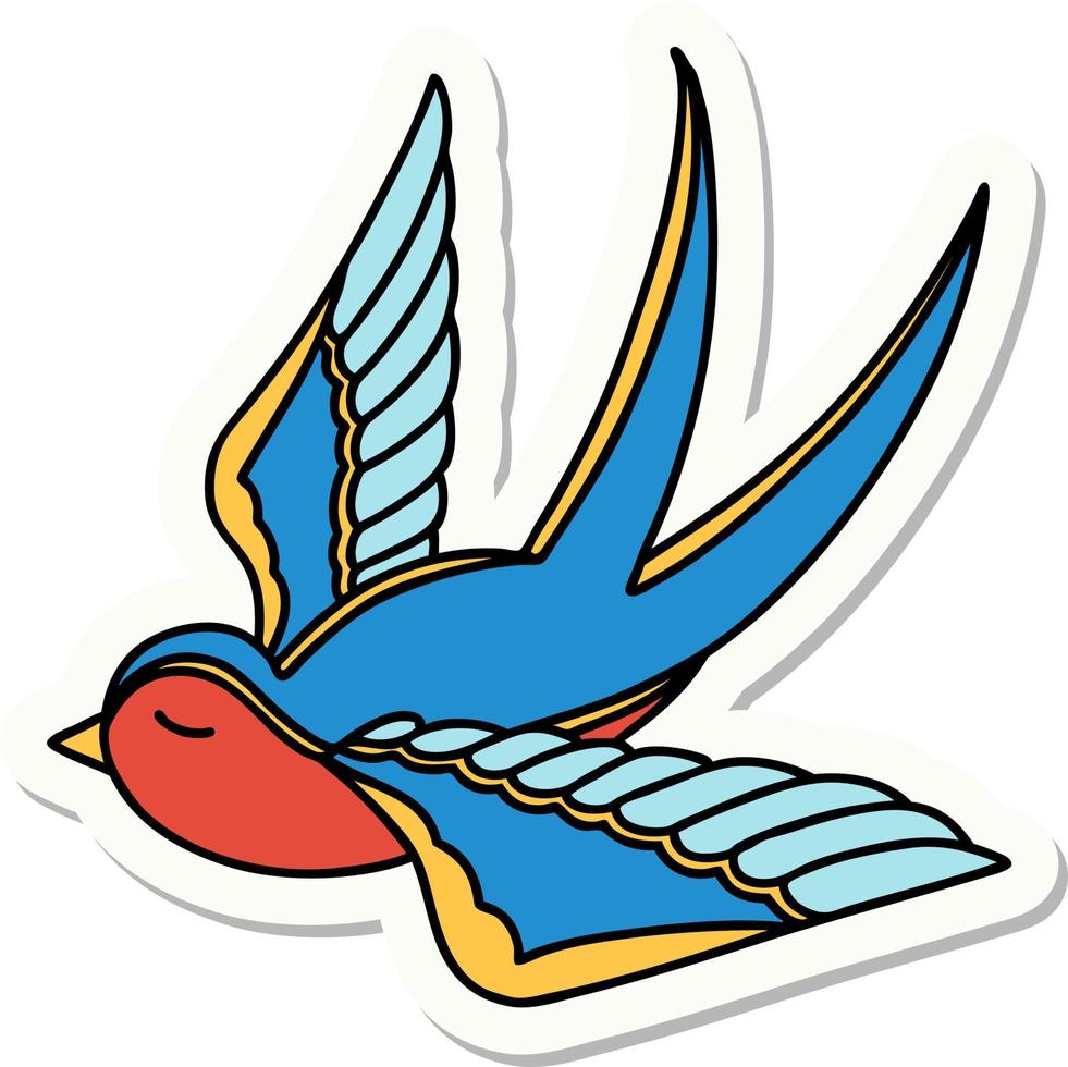 sticker of tattoo in traditional style of a swallow vector