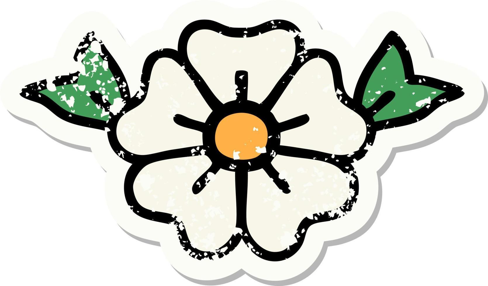distressed sticker tattoo in traditional style of a flower vector