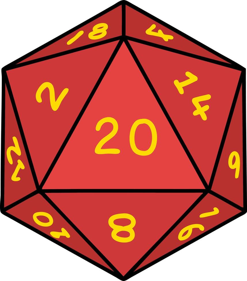 Retro Tattoo Style natural 20 D20 dice roll vector