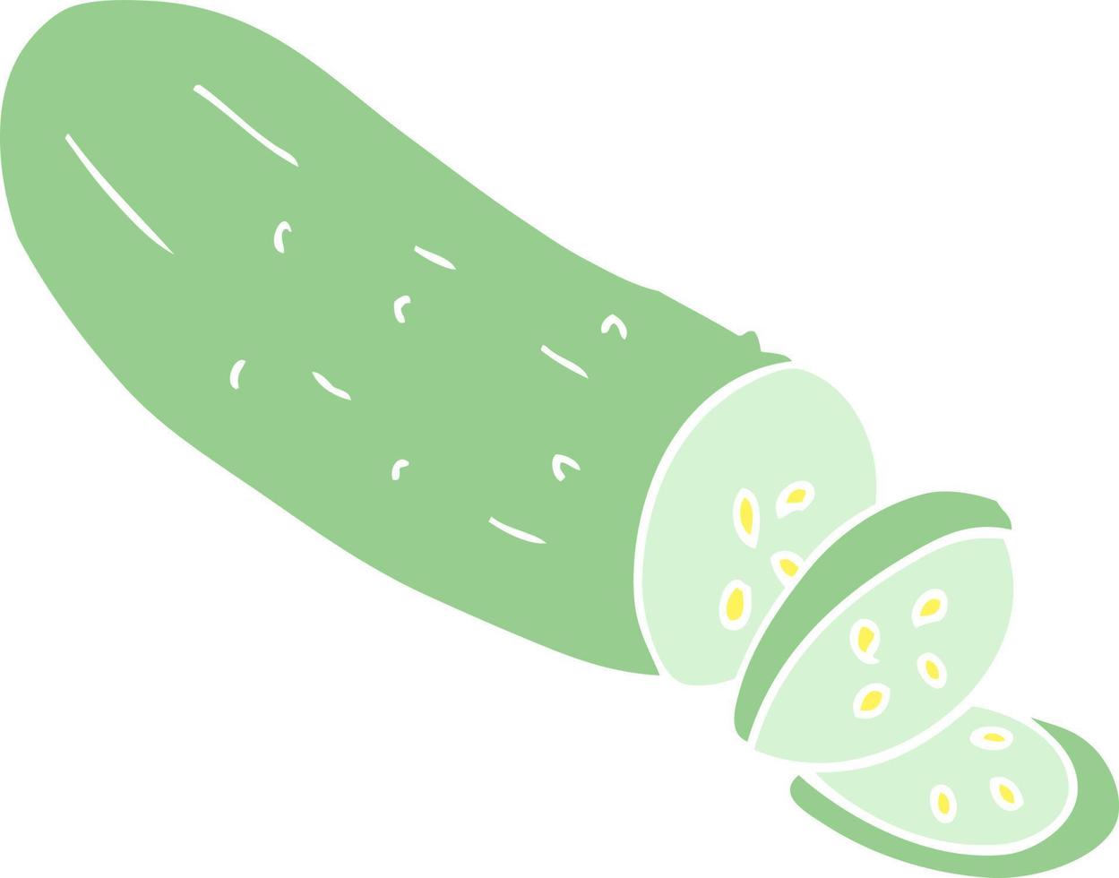 flat color illustration of sliced cucumber vector