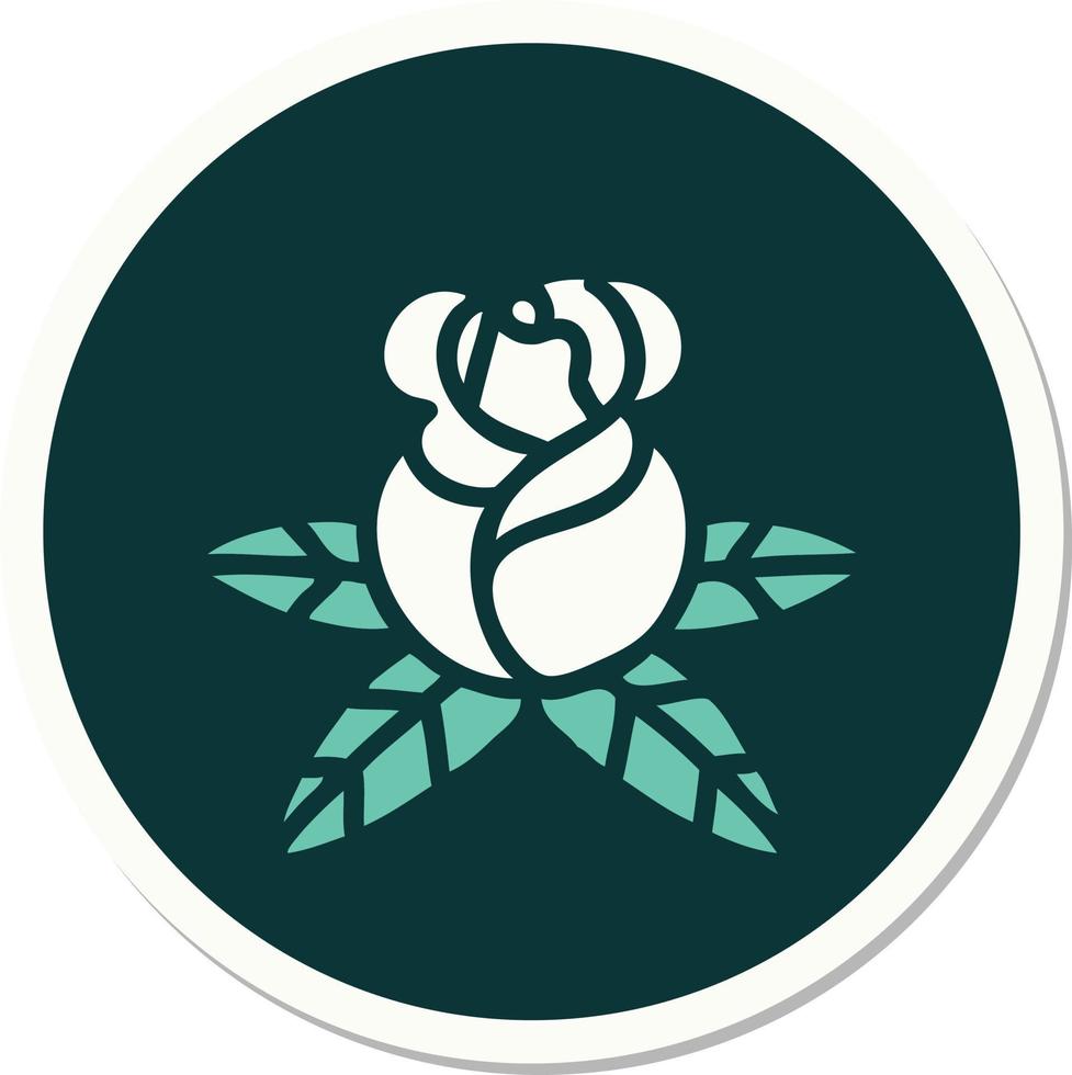 sticker of tattoo in traditional style of a single rose vector