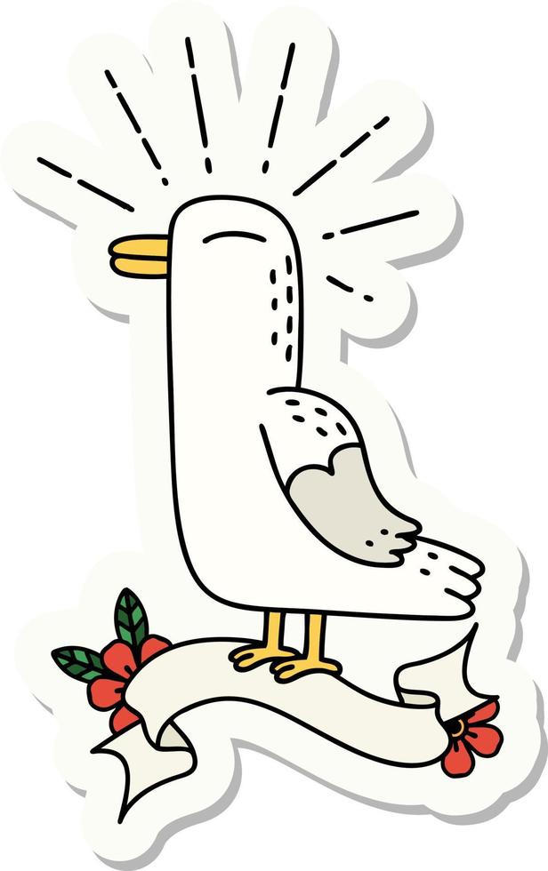 sticker of a tattoo style seagull bird vector