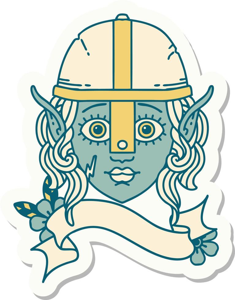 sticker of a elf fighter character face vector