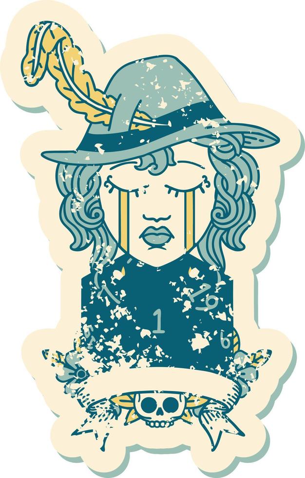 Retro Tattoo Style human bard character face vector