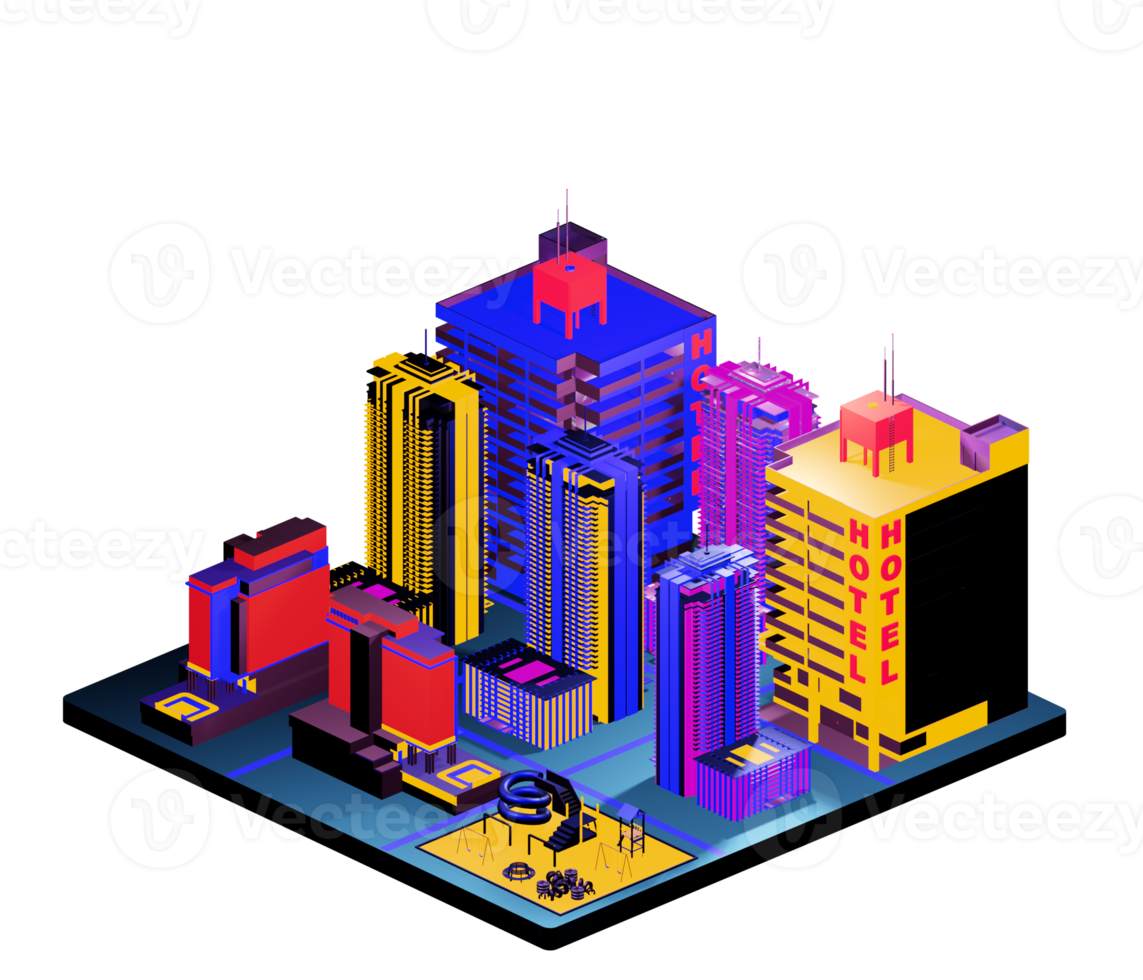 Isometric building arrangement png