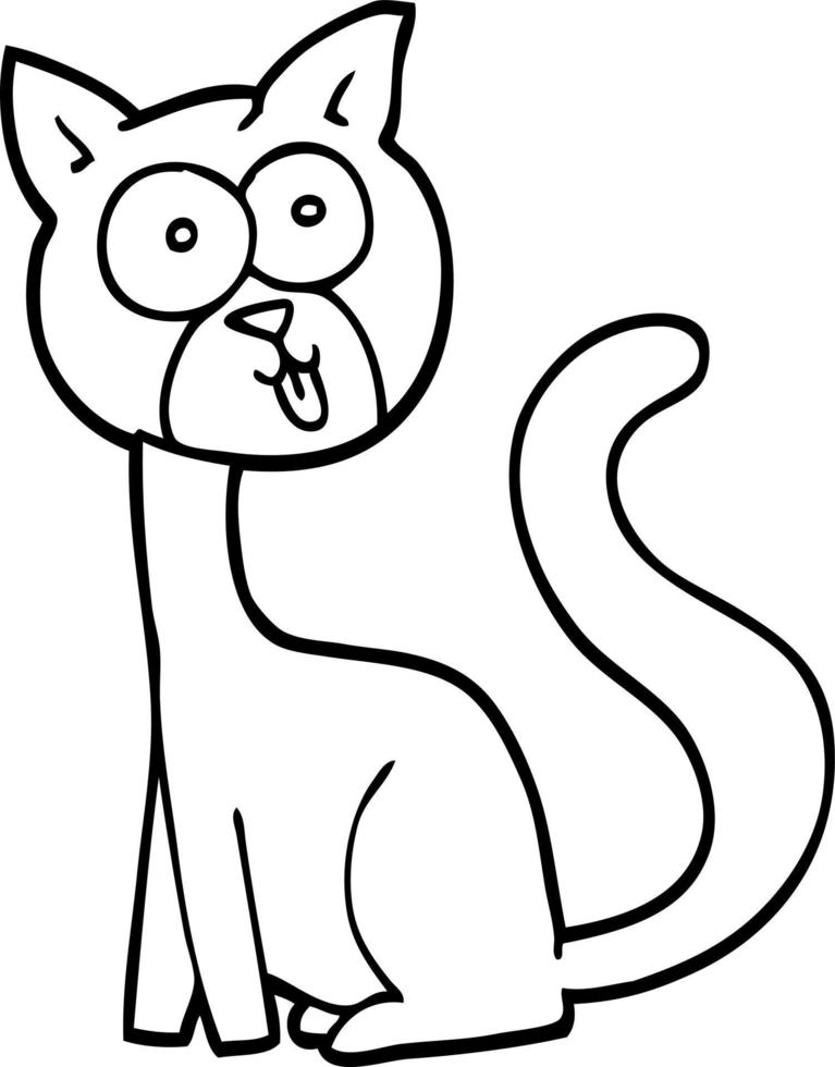 funny black and white cartoon cat vector