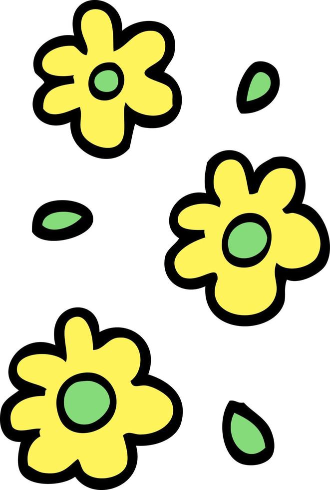 cabezas de flores de dibujos animados estilo doodle dibujadas a mano vector