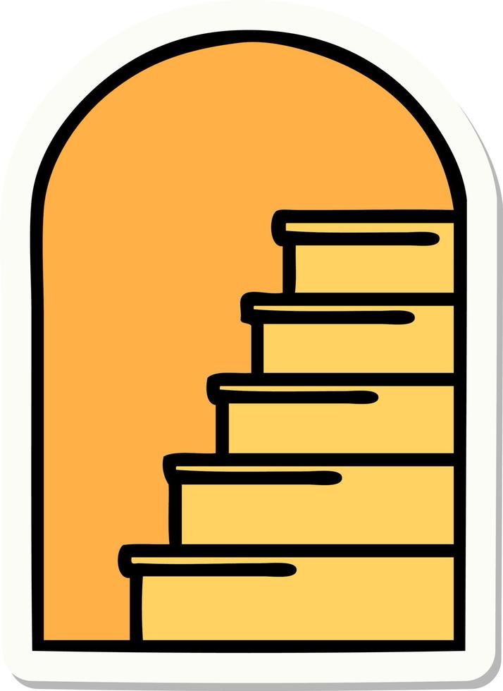 sticker of tattoo in traditional style of a doorway to steps vector