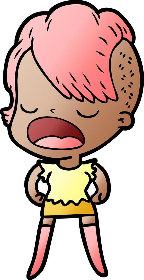 cartoon cool hipster girl talking vector