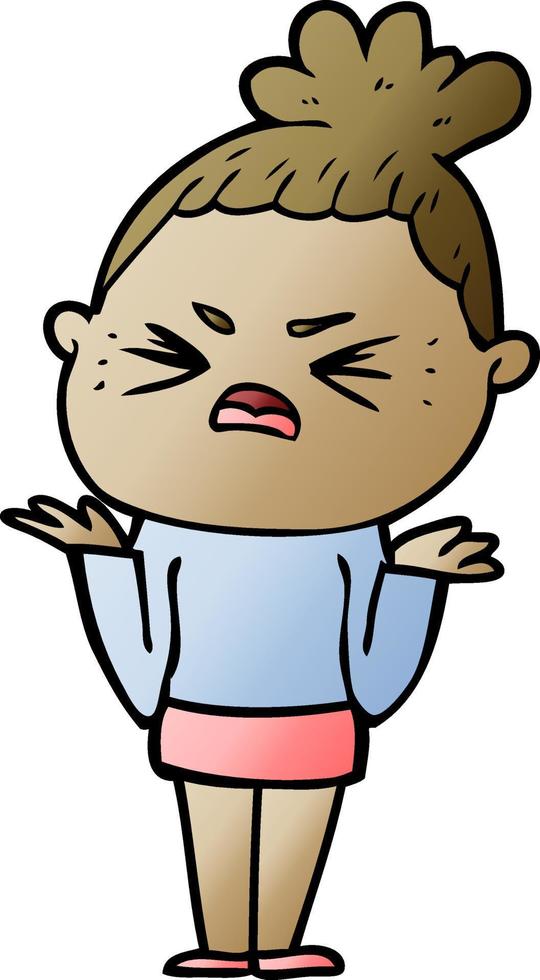 cartoon angry woman vector