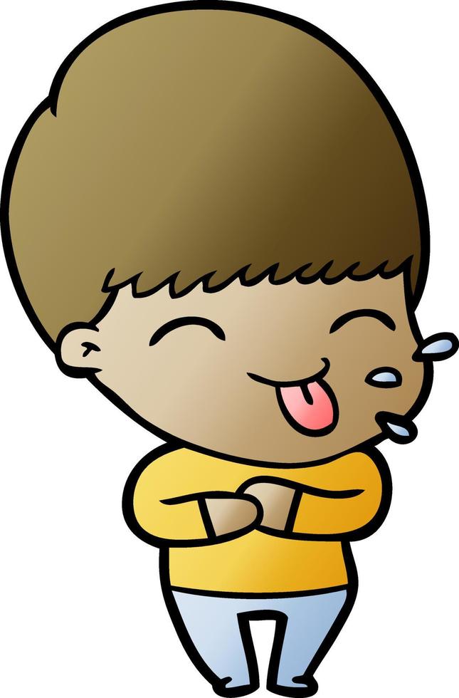 cartoon boy sticking out tongue vector