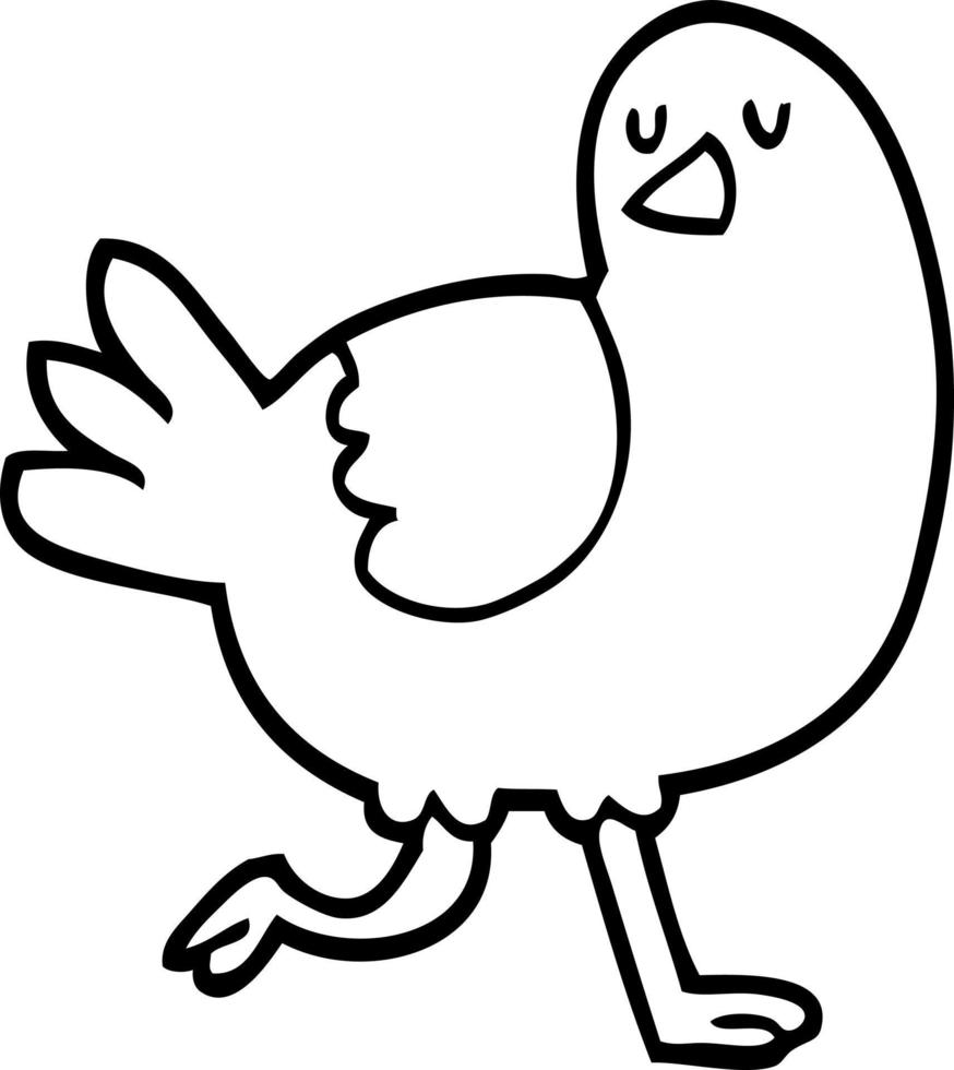 black and white cartoon bird running vector