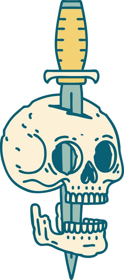 iconic tattoo style image of a skull vector