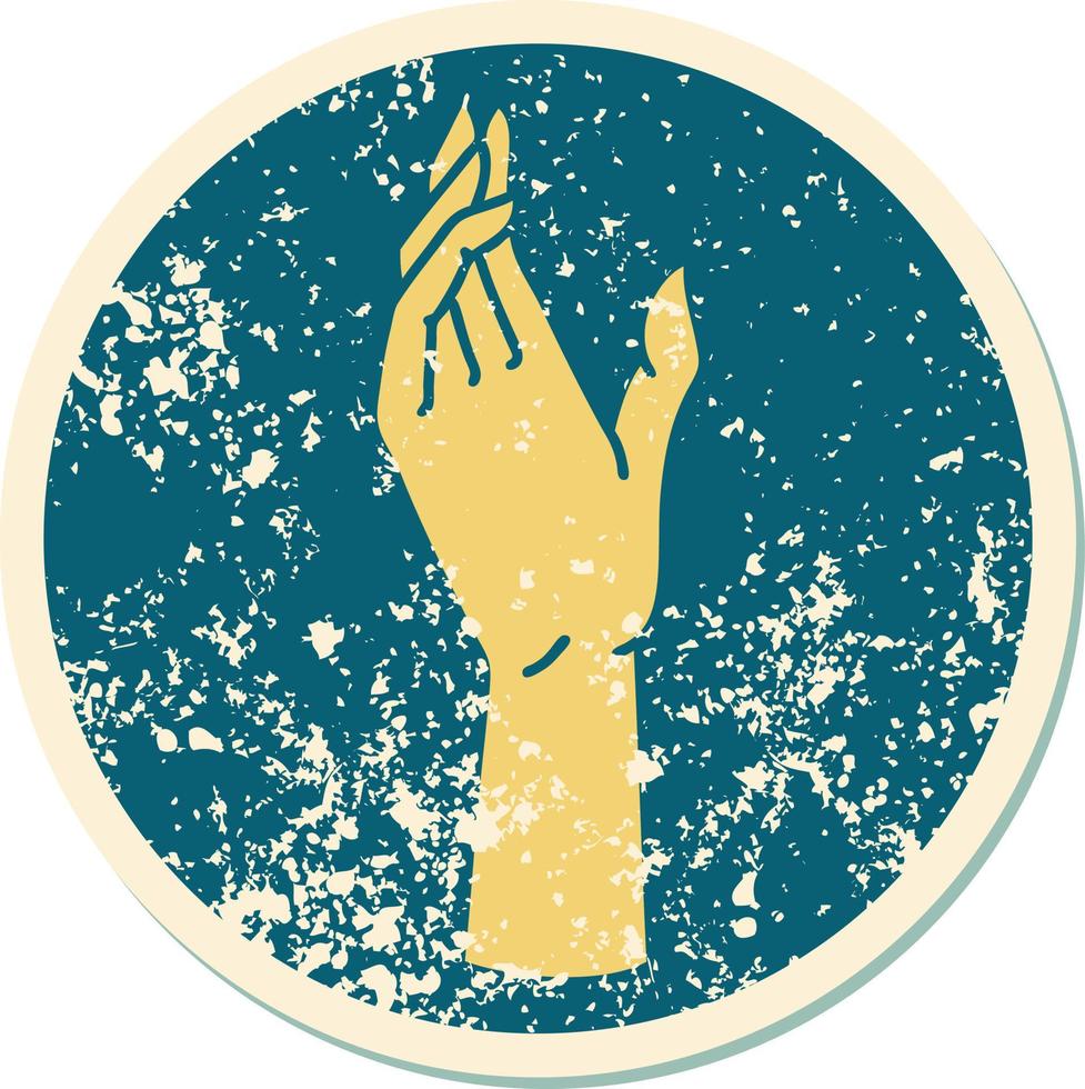 iconic distressed sticker tattoo style image of a hand vector