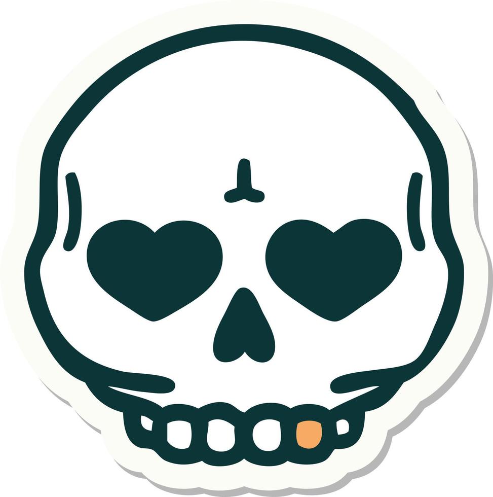 sticker of tattoo in traditional style of a skull vector