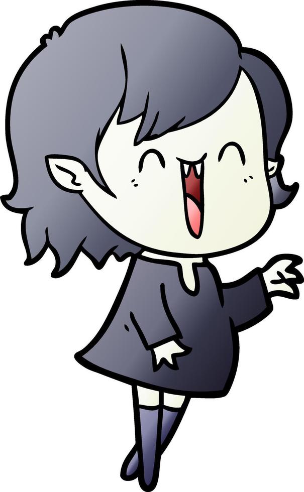 cute cartoon happy vampire girl vector