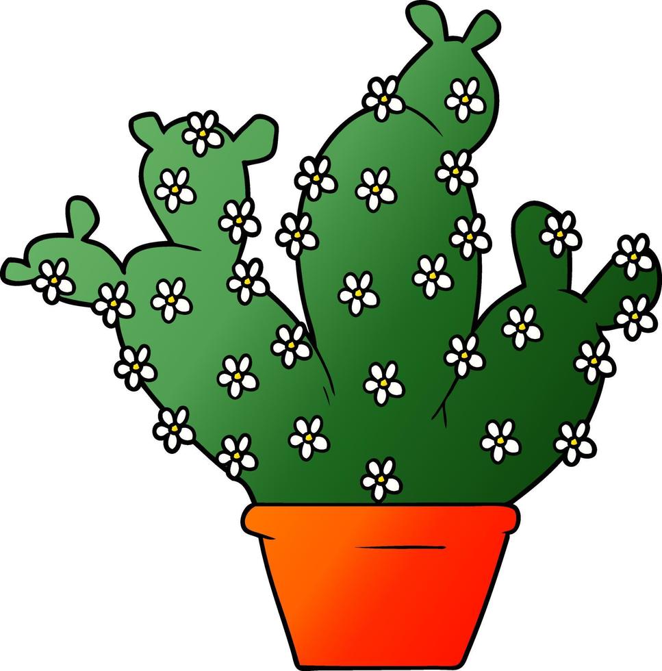 cartoon potted cactus vector