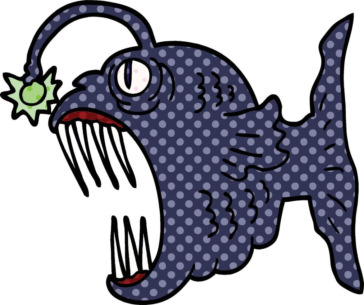 comic book style cartoon lantern fish vector