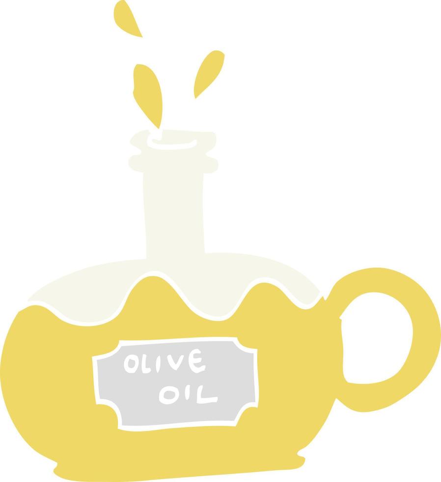 flat color illustration cartoon bottle of oilve oil vector