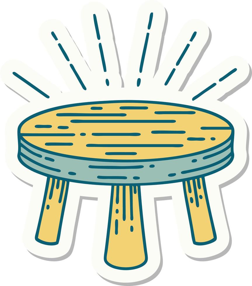 sticker of a tattoo style wooden stool vector