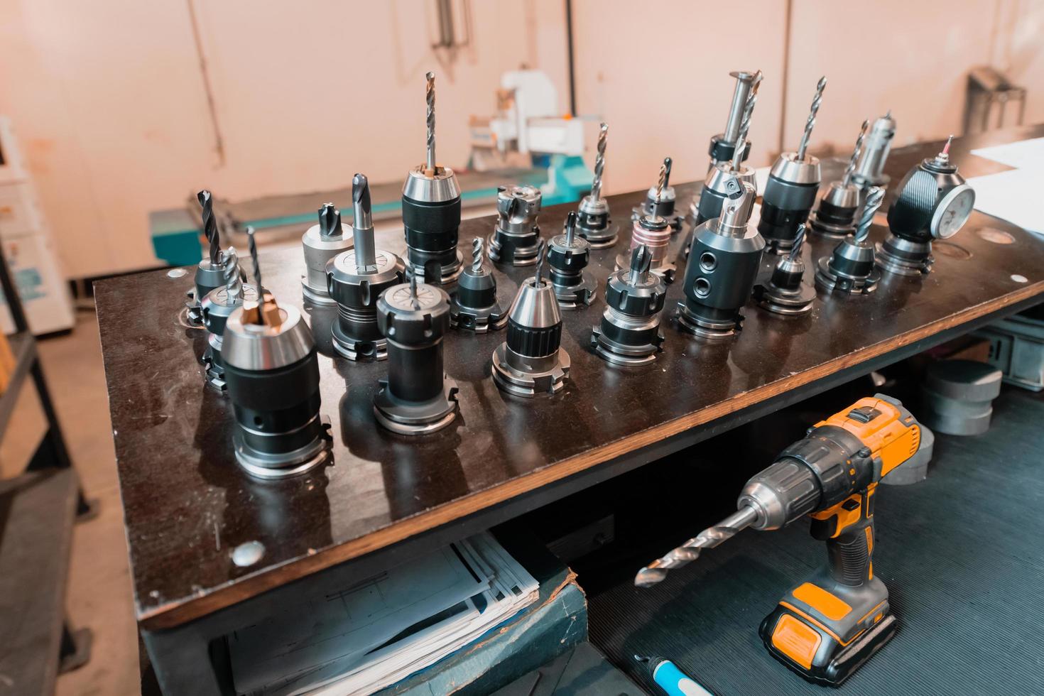 The collection of drilling tool for CNC machine. The hole making tool for hard material on CNC machining center. photo