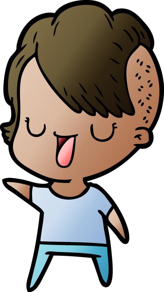 cute cartoon girl with hipster haircut vector