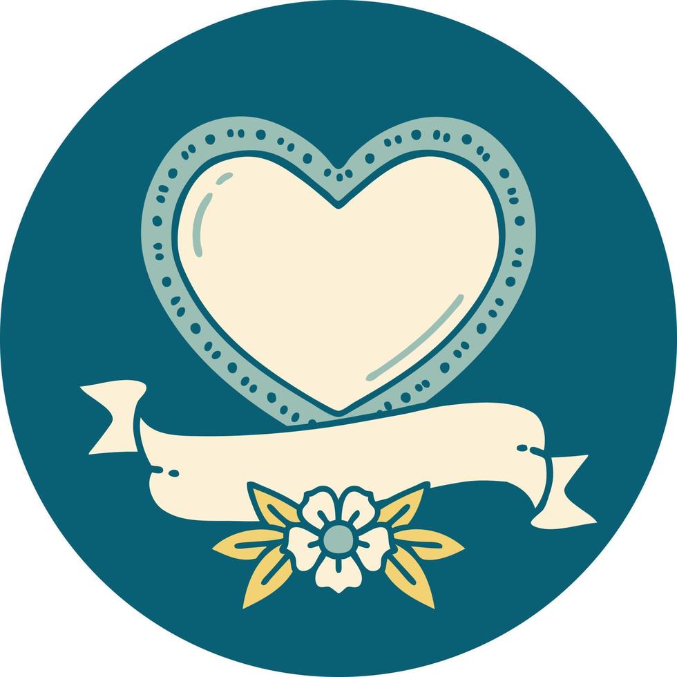 iconic tattoo style image of a heart and banner vector