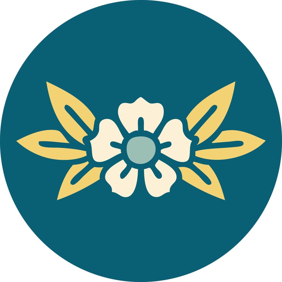 iconic tattoo style image of a flower vector