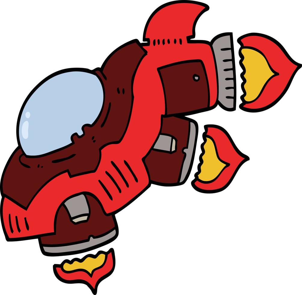 nave espacial de dibujos animados estilo doodle dibujado a mano vector