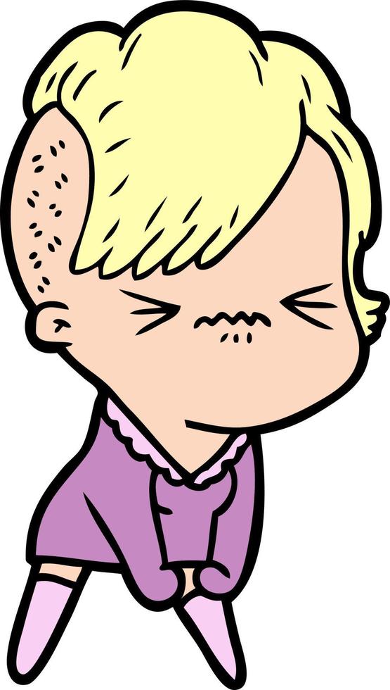 cartoon annoyed hipster girl vector