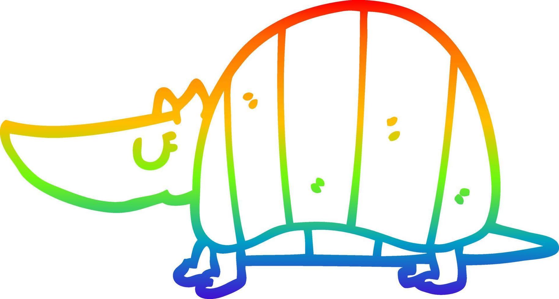 rainbow gradient line drawing cartoon armadillo vector