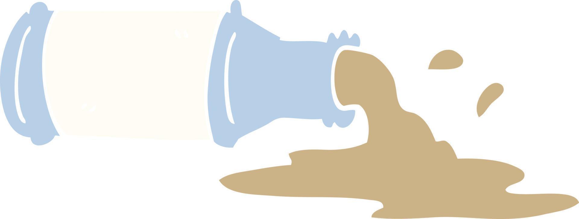 flat color illustration cartoon spilled beer vector