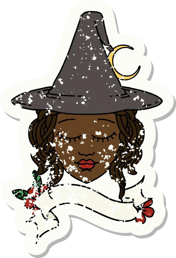 Retro Tattoo Style human witch character face vector