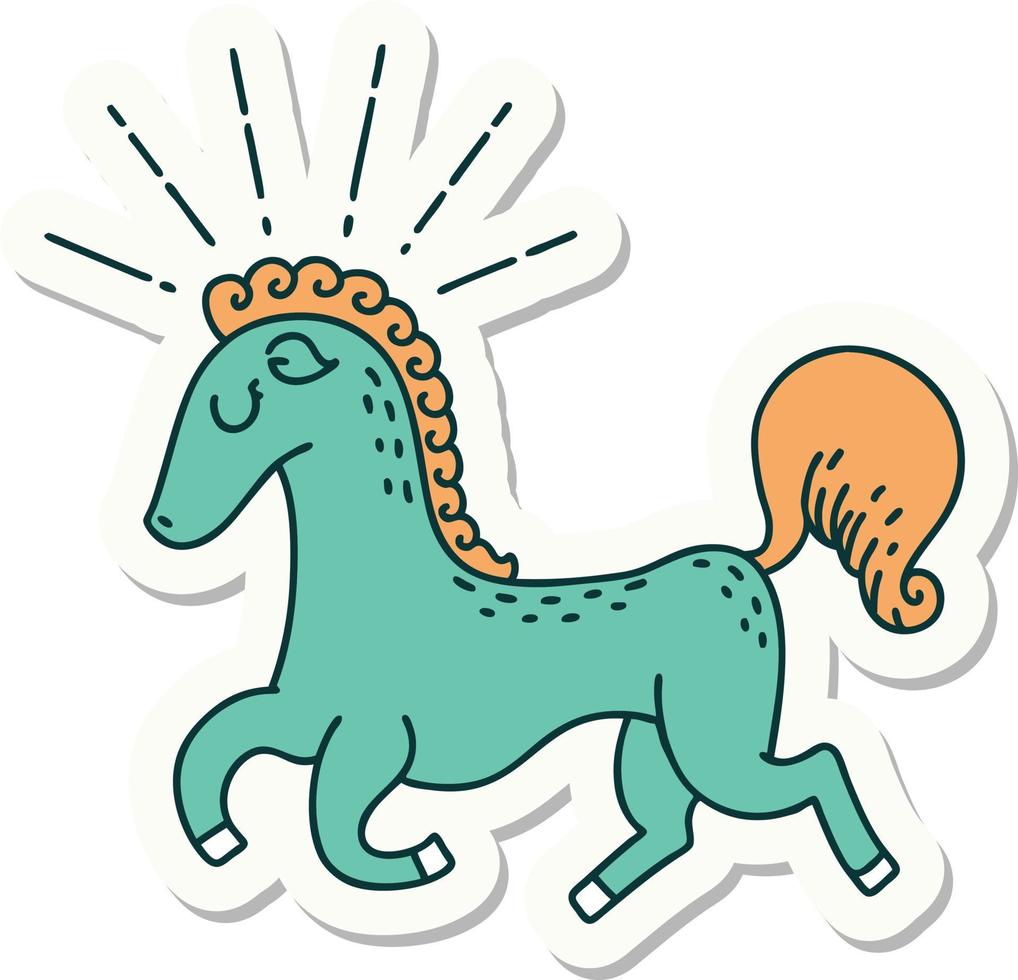 sticker of a tattoo style prancing stallion vector