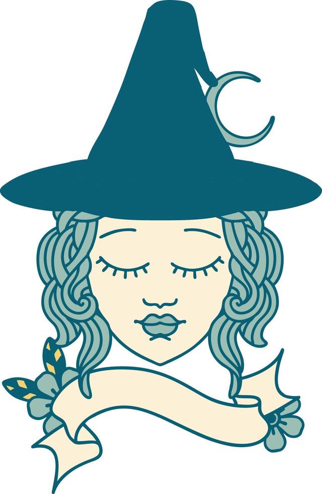 cara de personaje de bruja humana estilo tatuaje retro vector