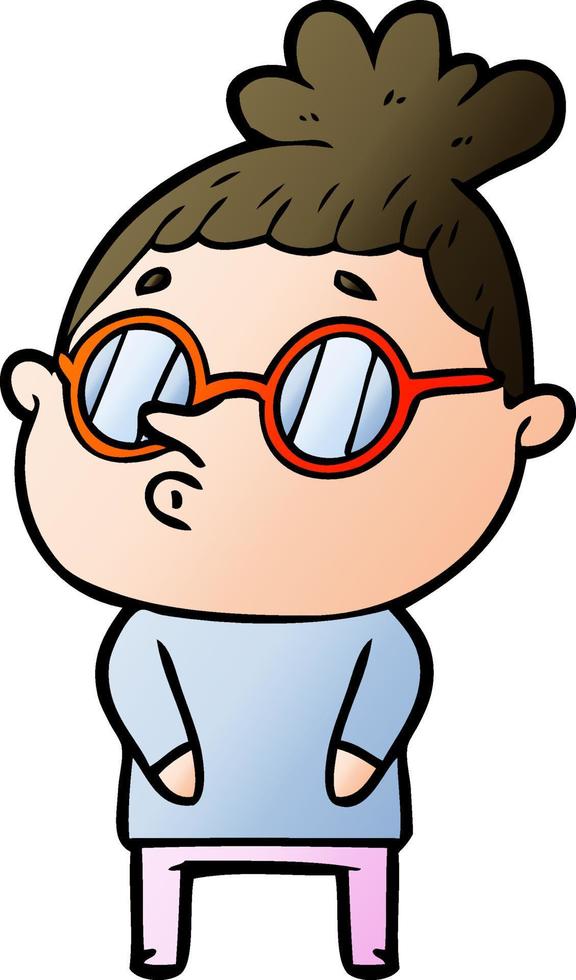 cartoon woman wearing glasses vector