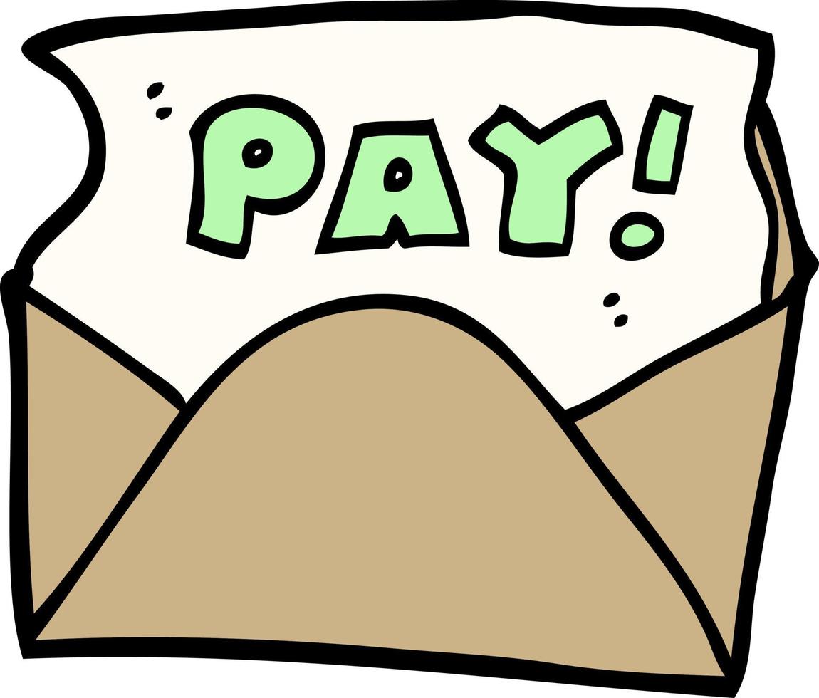 hand drawn doodle style cartoon pay packet vector