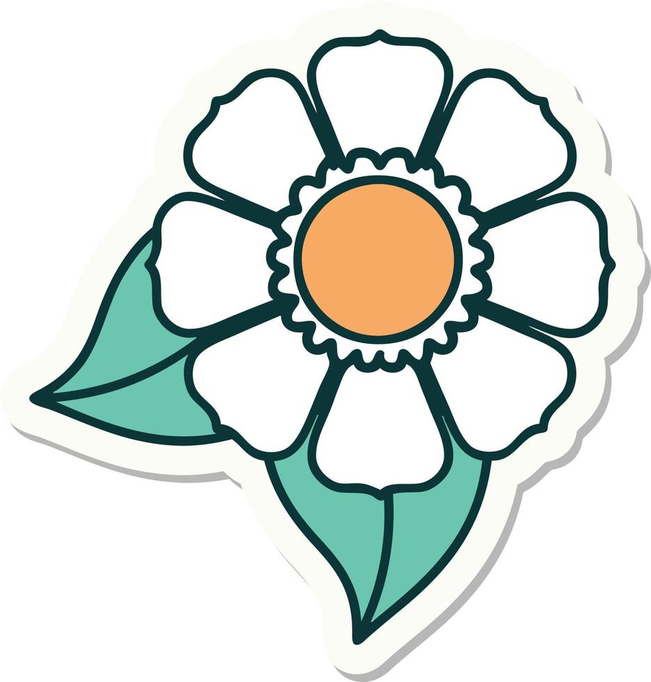 sticker of tattoo in traditional style of a flower vector