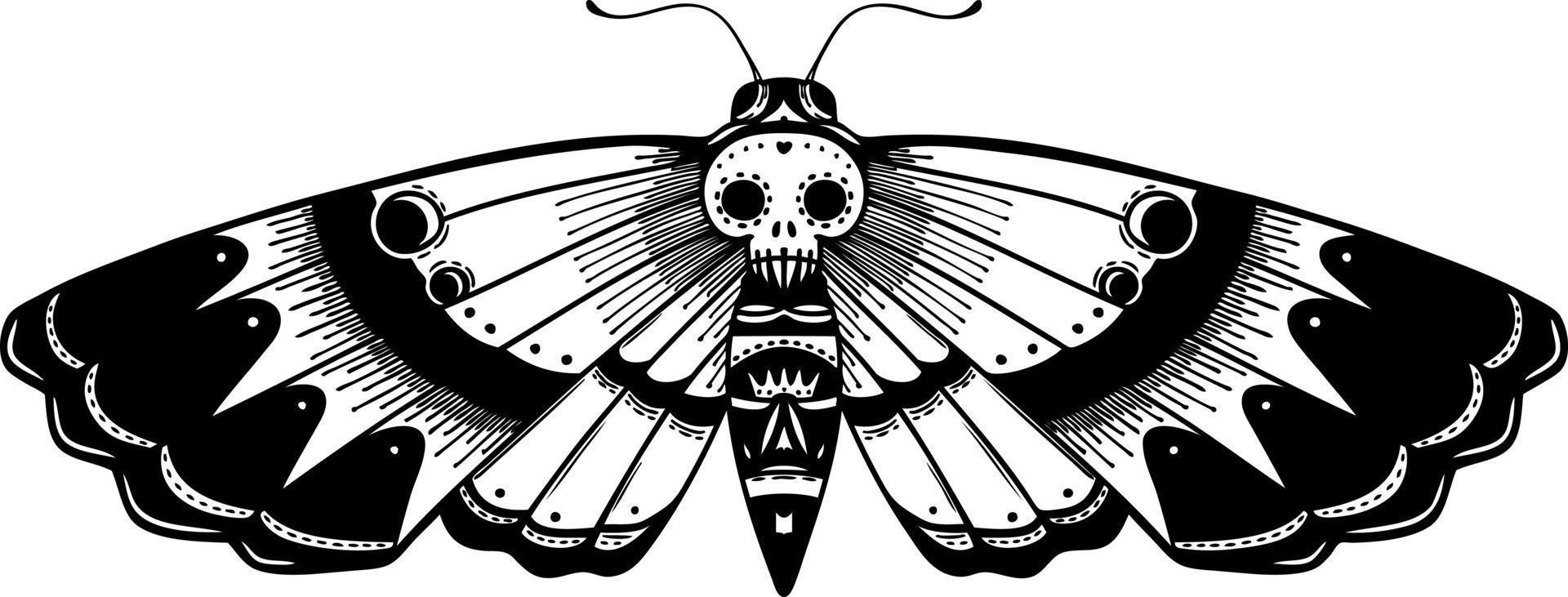 tattoo in black line style of a deaths head moth 12078498 Vector Art at  Vecteezy