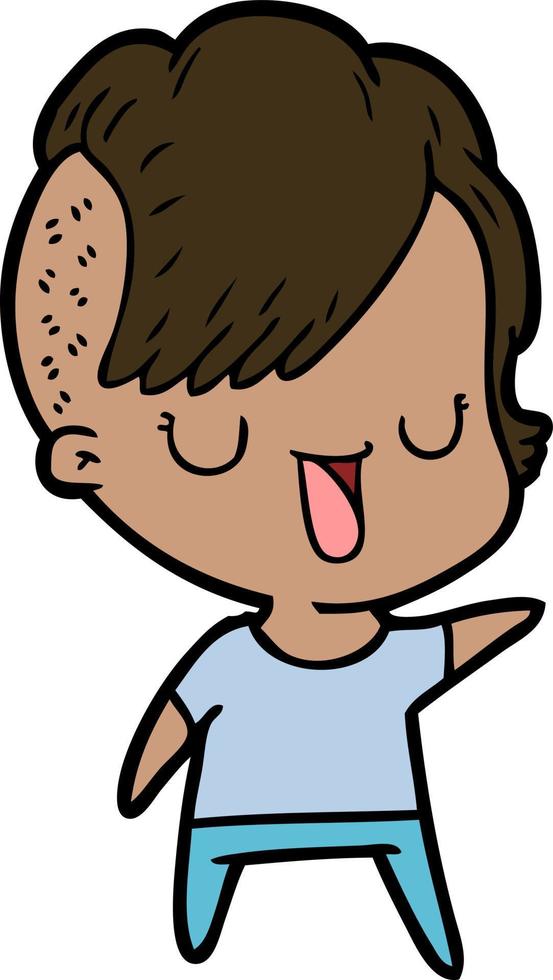 cute cartoon girl with hipster haircut vector