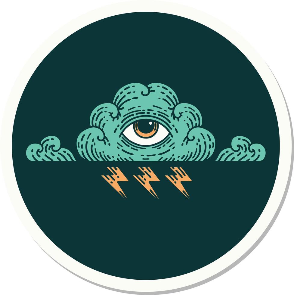 sticker of tattoo in traditional style of an all seeing eye cloud vector